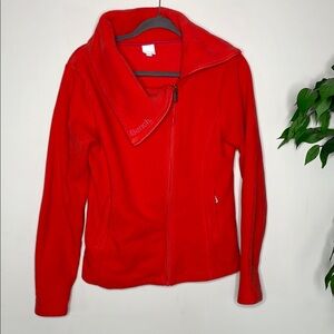 Bench Red Fleece Jacket with Zip-Up Closure and Fitted Silhouette